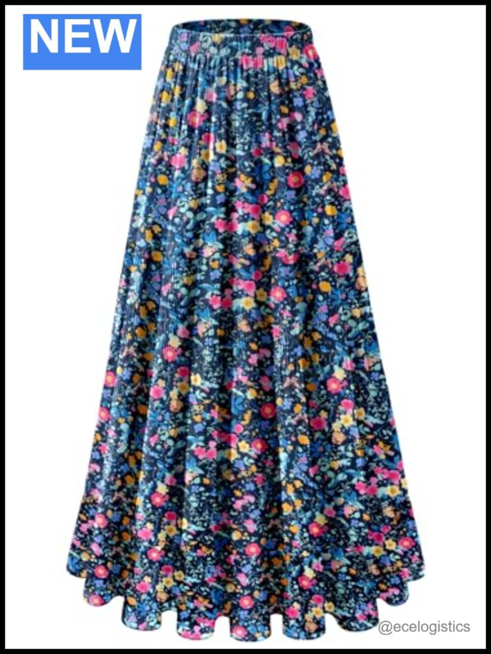 Ruffle Maxi Skirt High Waist Pleated Chiffon Tiered Boho Long Skirt